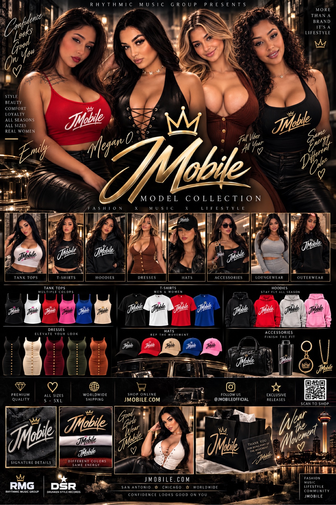 JMobile Model Collection campaign featuring the clothing lineup
