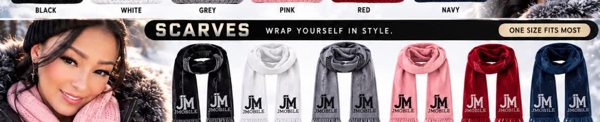 Women's Winter Line scarves in six colors with JM logo